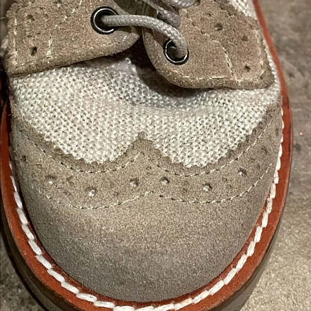 Eli 1957 Beige Suede Linen Derby Oxford Shoes Boys EU 25 US 8 Handmade Spain